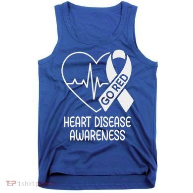 Heart Disease Awareness Heartbeat Chd Go Red Tank Top