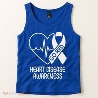 Heart Disease Awareness Heartbeat Chd Go Red Tank Top thumb 2