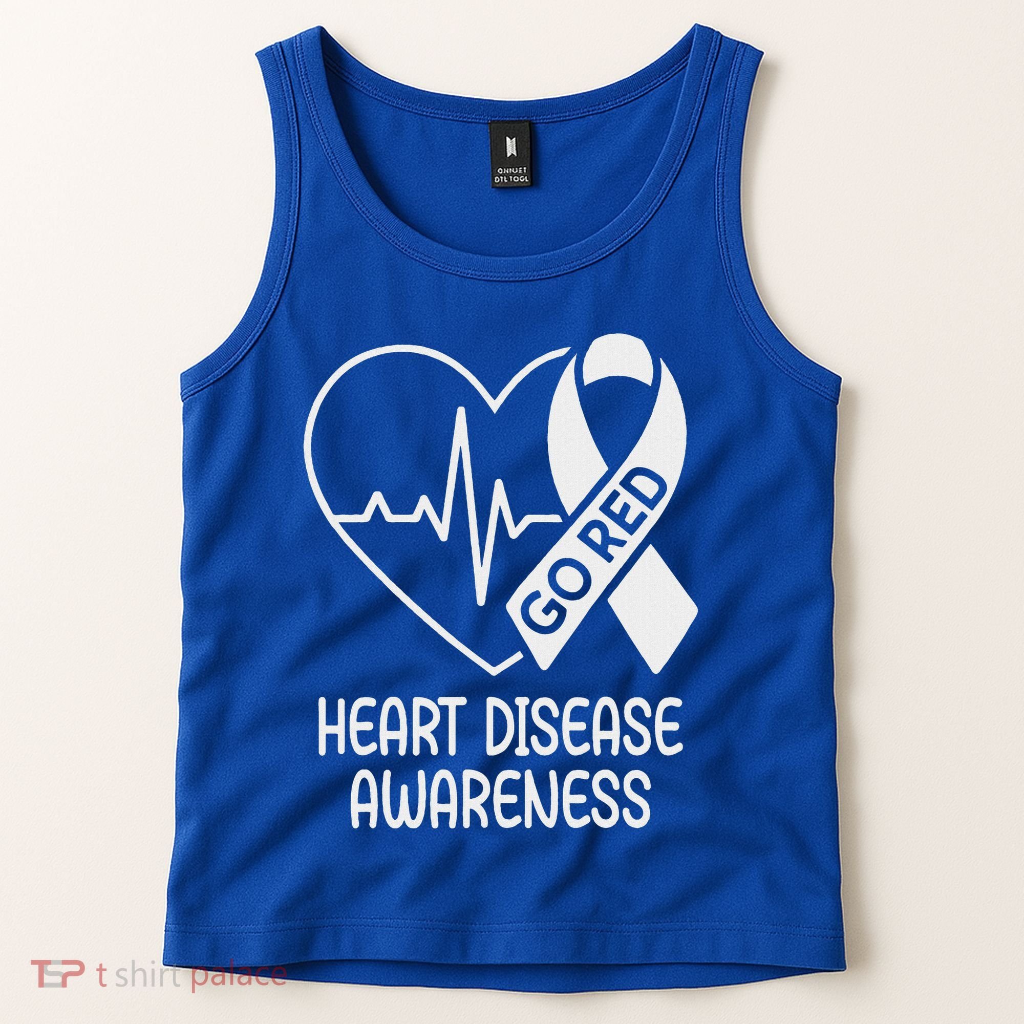 Heart Disease Awareness Heartbeat Chd Go Red Tank Top