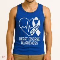 Heart Disease Awareness Heartbeat Chd Go Red Tank Top thumb 3