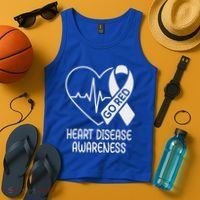 Heart Disease Awareness Heartbeat Chd Go Red Tank Top thumb 4