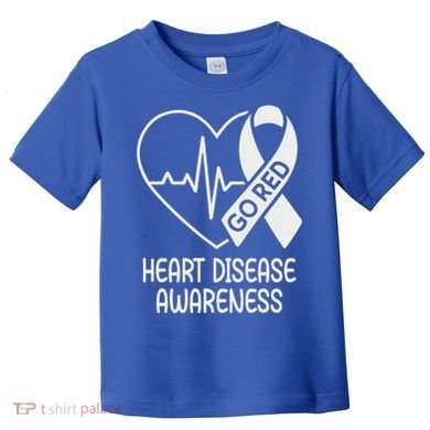 Heart Disease Awareness Heartbeat Chd Go Red Toddler T-Shirt