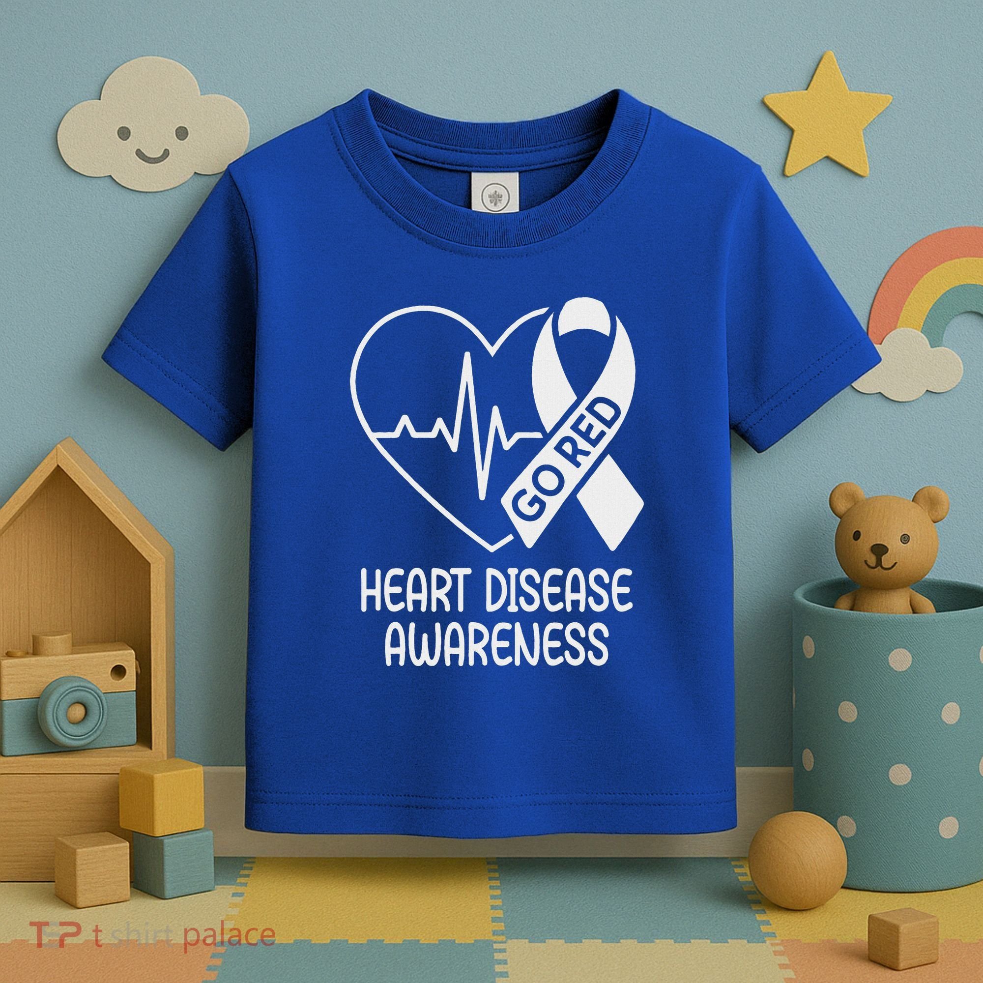 Heart Disease Awareness Heartbeat Chd Go Red Toddler T-Shirt