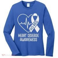 Heart Disease Awareness Heartbeat Chd Go Red Women's Long Sleeve Shirt thumb 0