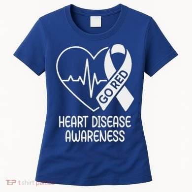 Heart Disease Awareness Heartbeat Chd Go Red Women's T-Shirt