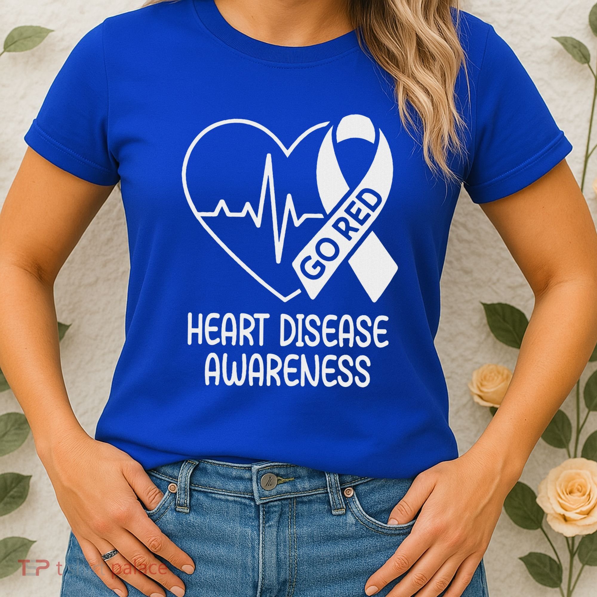 Heart Disease Awareness Heartbeat Chd Go Red Women's T-Shirt