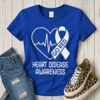Heart Disease Awareness Heartbeat Chd Go Red Women's T-Shirt thumb 3