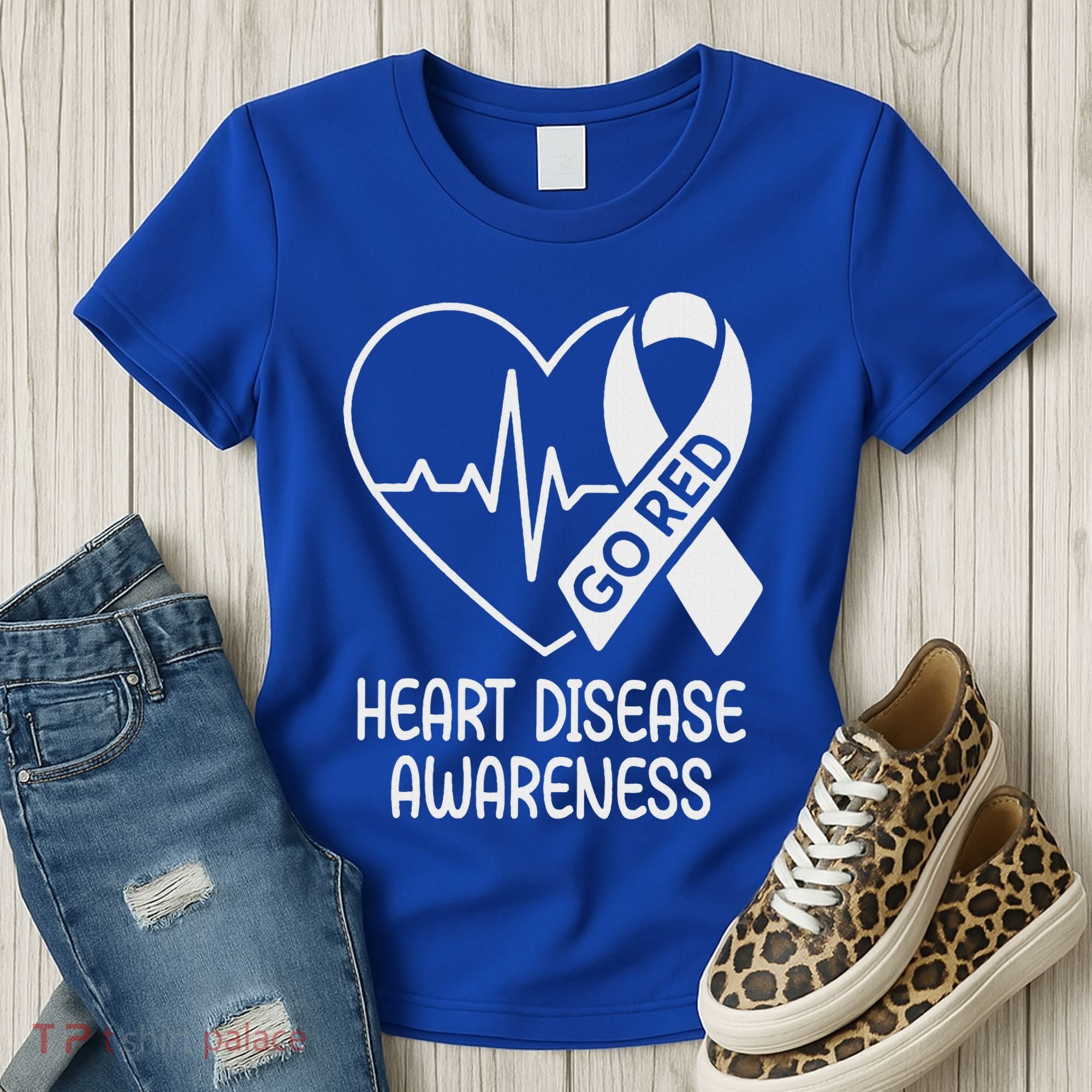 Heart Disease Awareness Heartbeat Chd Go Red Women's T-Shirt