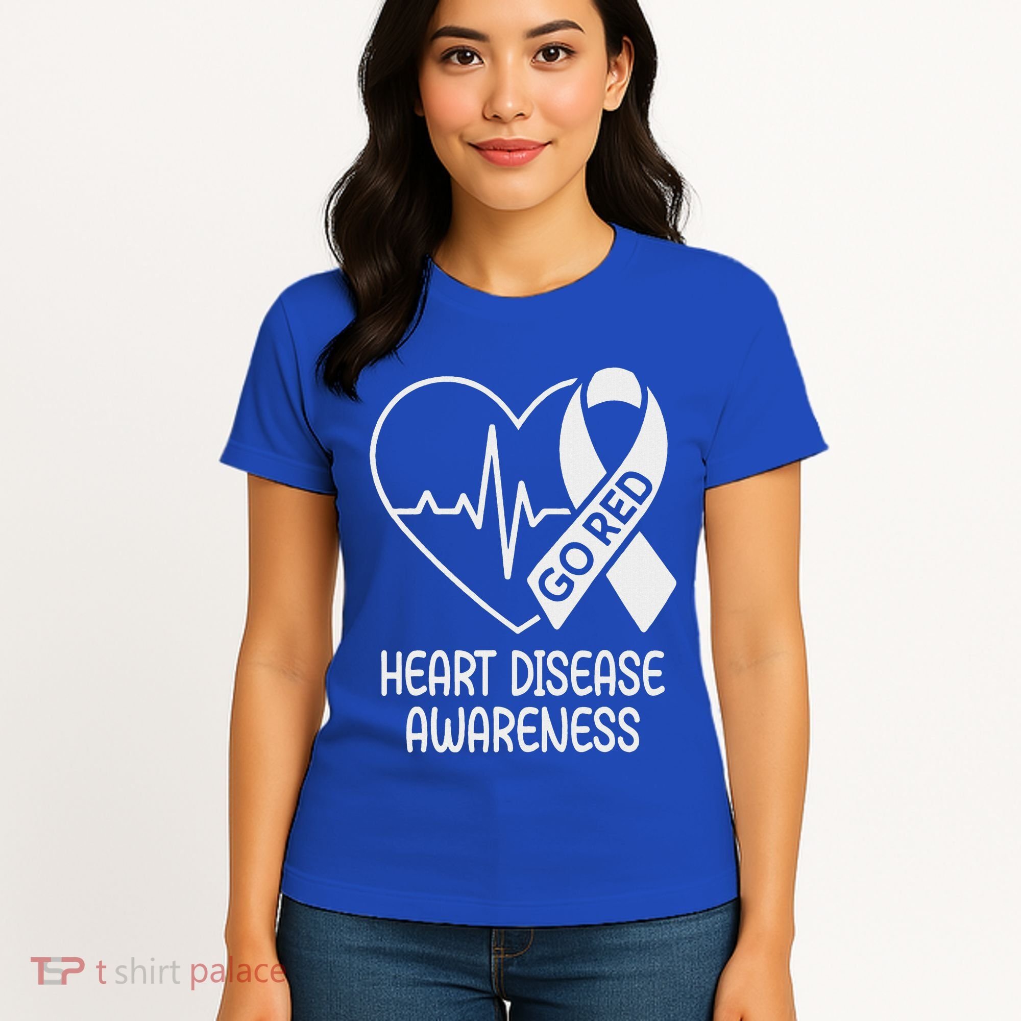 Heart Disease Awareness Heartbeat Chd Go Red Women's T-Shirt
