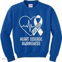 Heart Disease Awareness Heartbeat Chd Go Red Kids Sweatshirt thumb 0