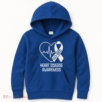 Heart Disease Awareness Heartbeat Chd Go Red Kids Hoodie thumb 0