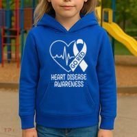 Heart Disease Awareness Heartbeat Chd Go Red Kids Hoodie thumb 3