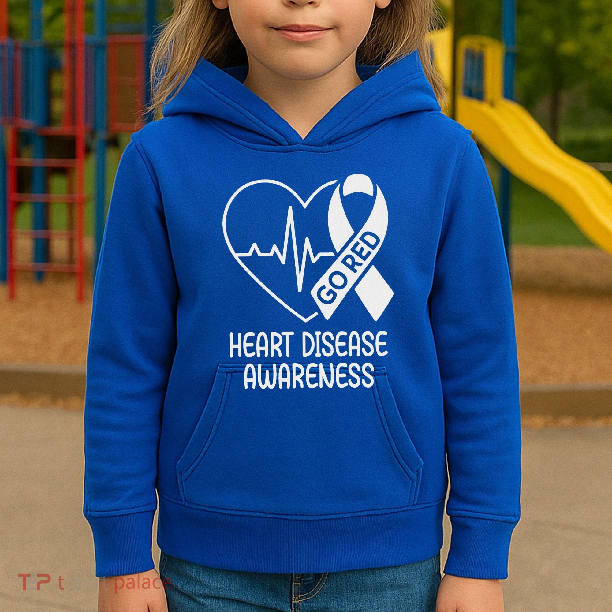 Heart Disease Awareness Heartbeat Chd Go Red Kids Hoodie