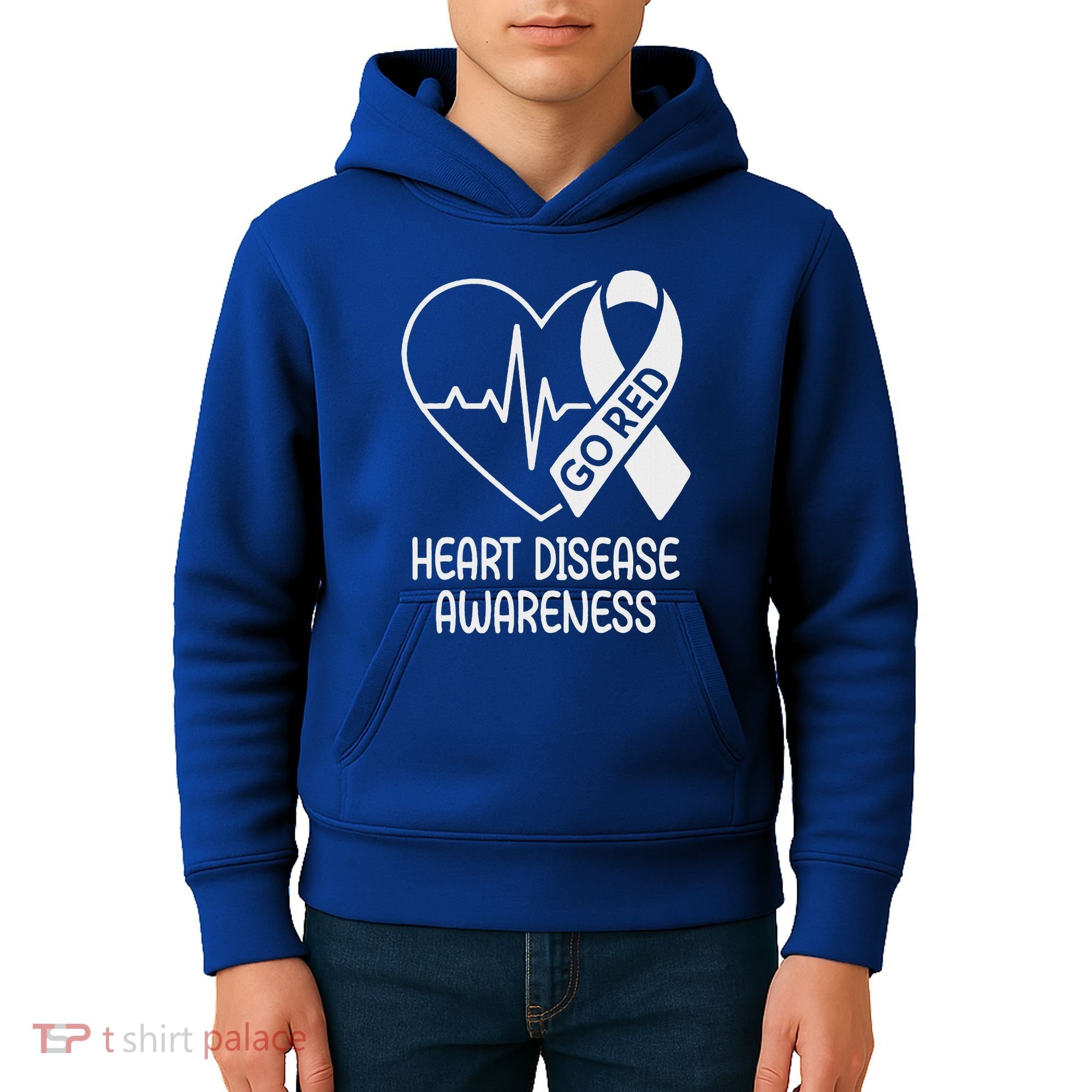 Heart Disease Awareness Heartbeat Chd Go Red Kids Hoodie