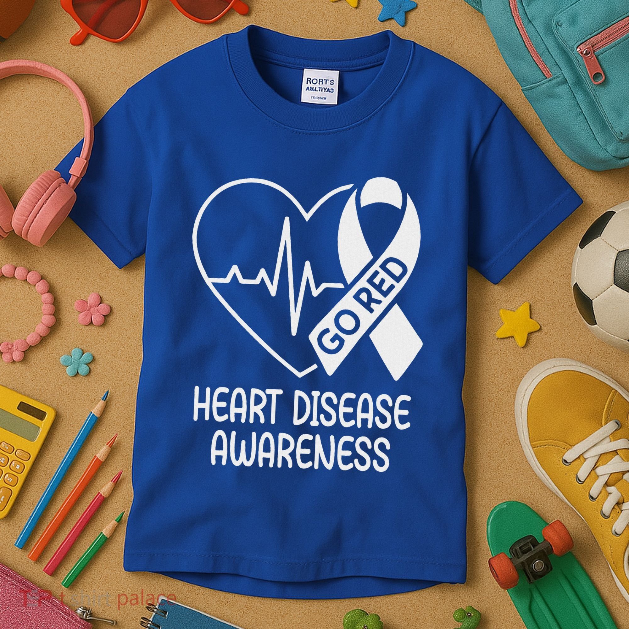 Heart Disease Awareness Heartbeat Chd Go Red Kids T-Shirt
