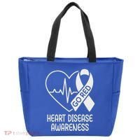 Heart Disease Awareness Heartbeat Chd Go Red Tote Bag thumb 0