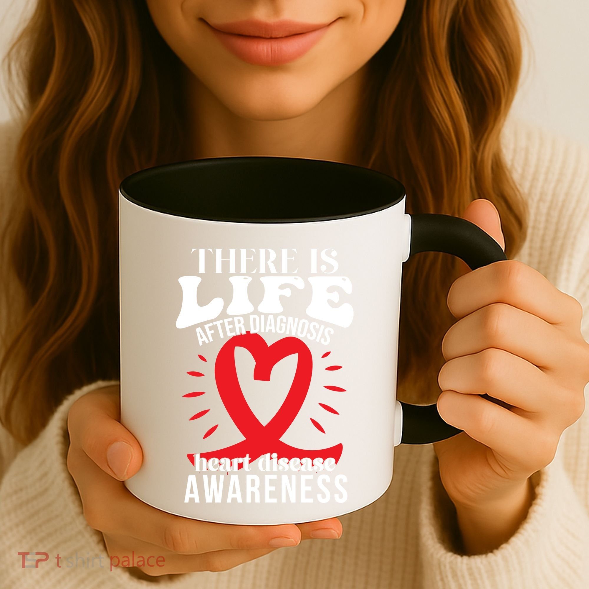 Heart Disease Awareness Month Red Ribbon Chd Gift Coffee Mug