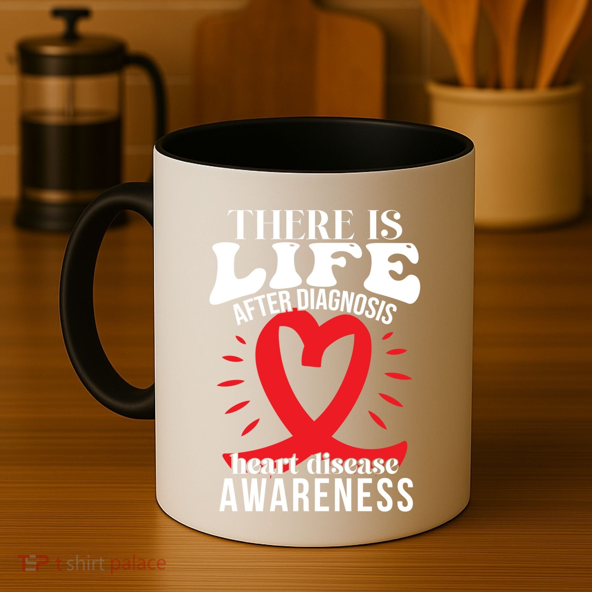 Heart Disease Awareness Month Red Ribbon Chd Gift Coffee Mug