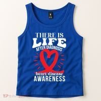 Heart Disease Awareness Month Red Ribbon Chd Gift Tank Top thumb 2