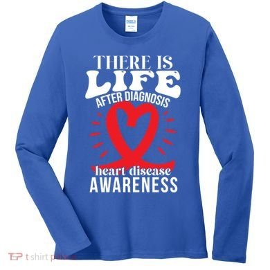 Heart Disease Awareness Month Red Ribbon Chd Gift Women's Long Sleeve Shirt