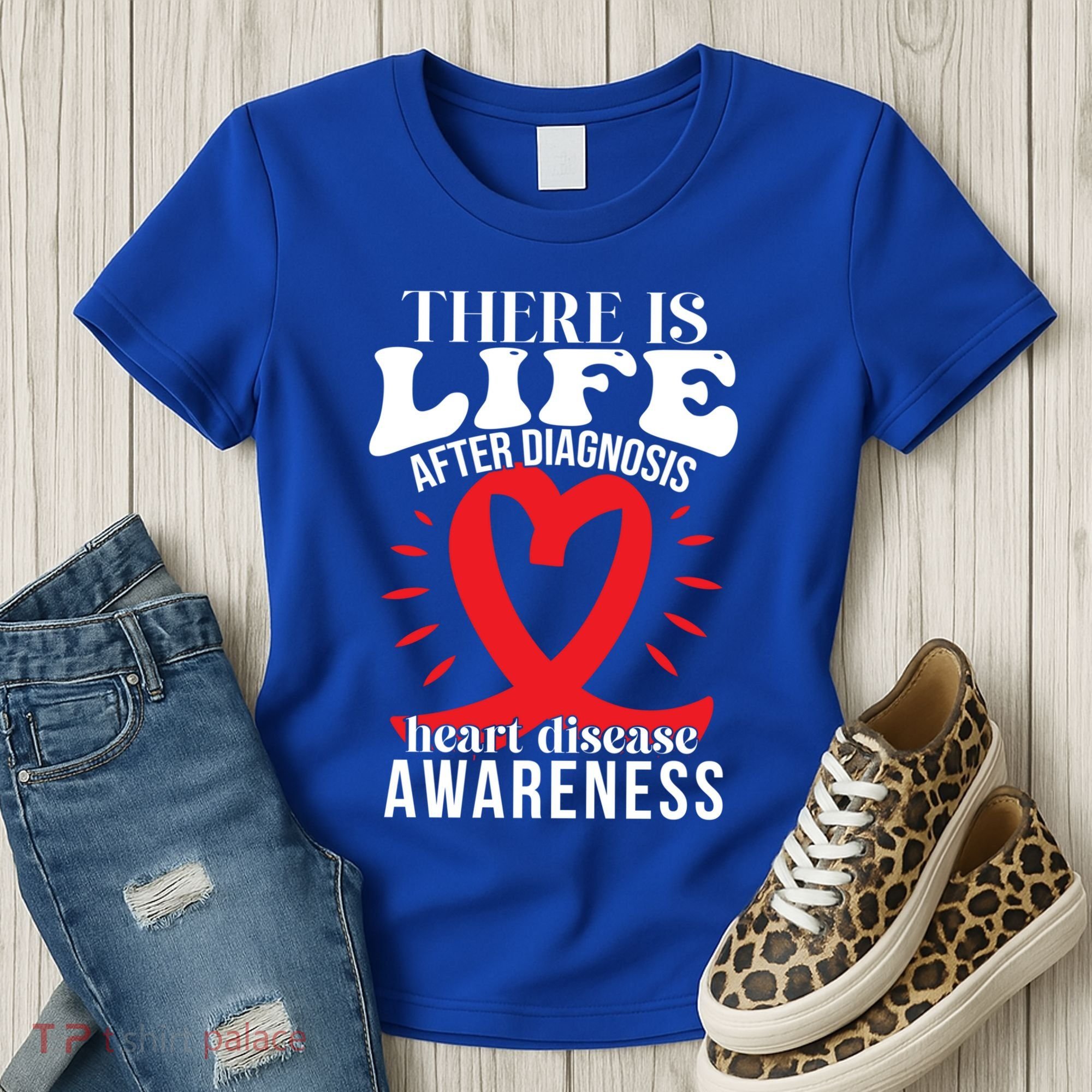 Heart Disease Awareness Month Red Ribbon Chd Gift Women's T-Shirt