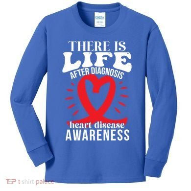 Heart Disease Awareness Month Red Ribbon Chd Gift Kids Long Sleeve Shirt