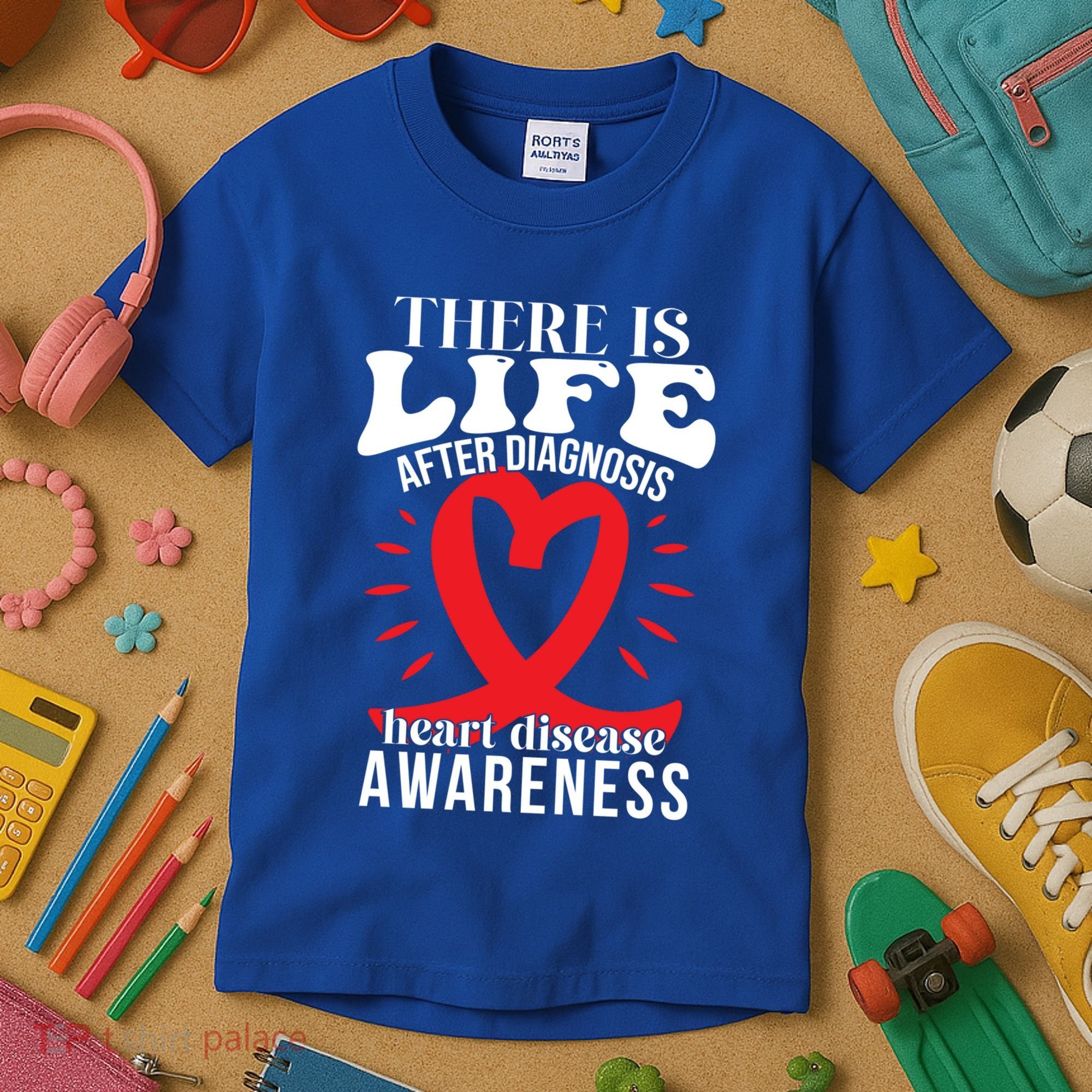 Heart Disease Awareness Month Red Ribbon Chd Gift Kids T-Shirt