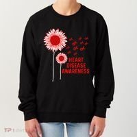 Heart Disease Awareness Sunflower Red Ribbon Women's Sweatshirt thumb 0