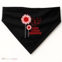 Heart Disease Awareness Sunflower Red Ribbon USA-Made Doggie Bandana thumb 0