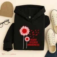 Heart Disease Awareness Sunflower Red Ribbon Hoodie thumb 4