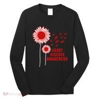 Heart Disease Awareness Sunflower Red Ribbon Long Sleeve Shirt thumb 0