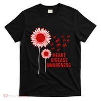 Heart Disease Awareness Sunflower Red Ribbon T-Shirt thumb 0