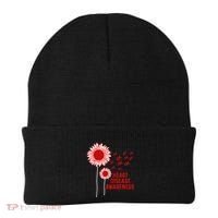 Heart Disease Awareness Sunflower Red Ribbon Beanie thumb 0