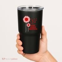 Heart Disease Awareness Sunflower Red Ribbon Tumbler thumb 2