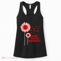 Heart Disease Awareness Sunflower Red Ribbon Women's Tank Top thumb 0