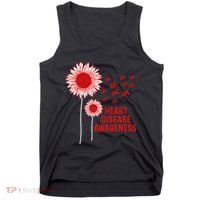 Heart Disease Awareness Sunflower Red Ribbon Tank Top thumb 0
