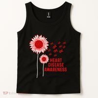 Heart Disease Awareness Sunflower Red Ribbon Tank Top thumb 2