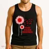Heart Disease Awareness Sunflower Red Ribbon Tank Top thumb 3