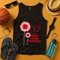 Heart Disease Awareness Sunflower Red Ribbon Tank Top thumb 4