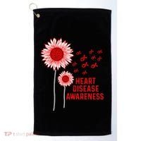 Heart Disease Awareness Sunflower Red Ribbon Golf Towel thumb 0