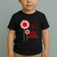 Heart Disease Awareness Sunflower Red Ribbon Toddler T-Shirt thumb 2