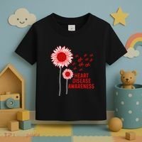 Heart Disease Awareness Sunflower Red Ribbon Toddler T-Shirt thumb 3