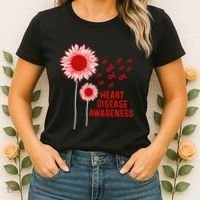 Heart Disease Awareness Sunflower Red Ribbon Women's T-Shirt thumb 2