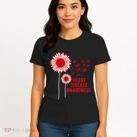 Heart Disease Awareness Sunflower Red Ribbon Women's T-Shirt thumb 4