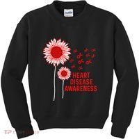 Heart Disease Awareness Sunflower Red Ribbon Kids Sweatshirt thumb 0