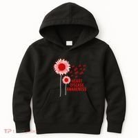 Heart Disease Awareness Sunflower Red Ribbon Kids Hoodie thumb 0
