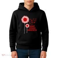 Heart Disease Awareness Sunflower Red Ribbon Kids Hoodie thumb 4