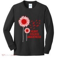 Heart Disease Awareness Sunflower Red Ribbon Kids Long Sleeve Shirt thumb 0
