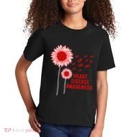 Heart Disease Awareness Sunflower Red Ribbon Kids T-Shirt thumb 2