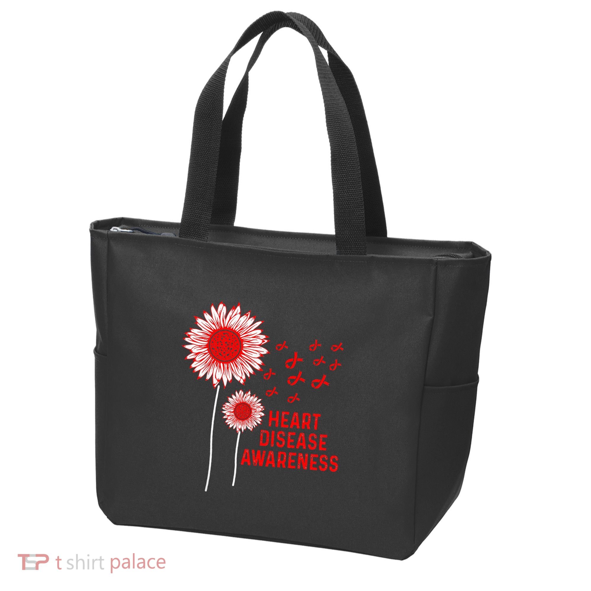 Heart Disease Awareness Sunflower Red Ribbon Tote Bag